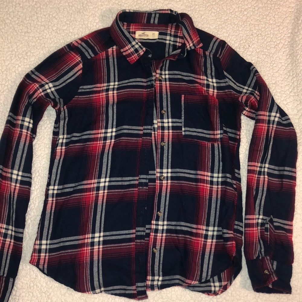 Navy blue Hollister button down flannel! size Xs